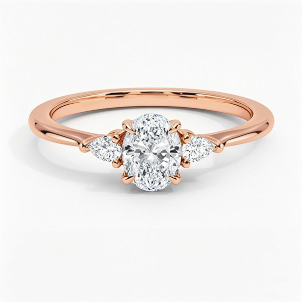 Bague en platine avec saphir rose ovale de 3,17 carats et diamants En